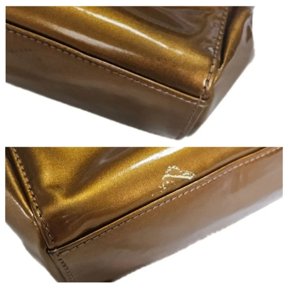 Gucci Gold Patent Leather Satchel Convertible Top Handle Crossbody Bag Y2K EUC